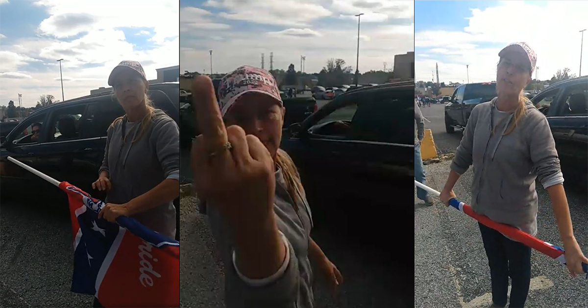 Trump Pride Convoy Violates Polling Site Buffer, Participant Threatens Assault With Confederate Flag